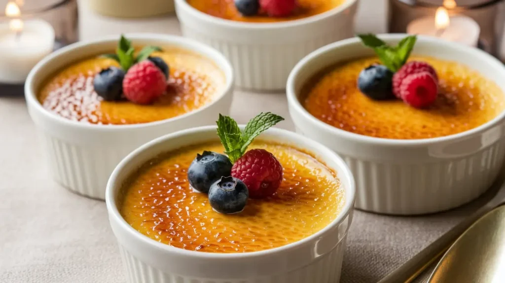 Classic Vanilla Crème Brûlée with a Perfectly Caramelized Top