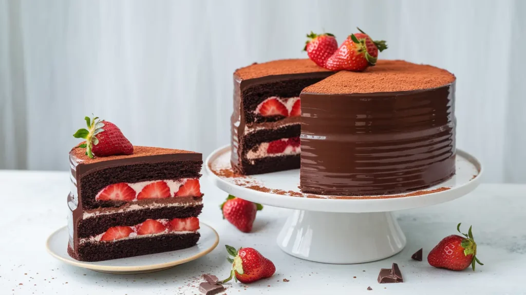 Decadent Chocolate & Strawberry Layer Cake