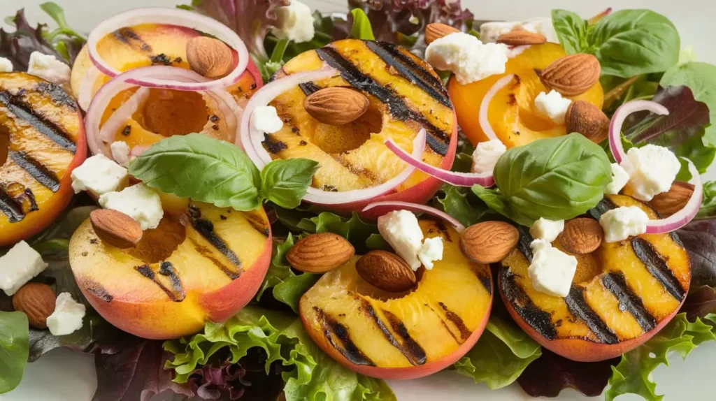 Refreshing Grilled Peach and Apricot Salad with Feta and Almonds