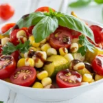 Fresh Tomato Salad with Corn, Summer Squash, and Roasted Vegetables