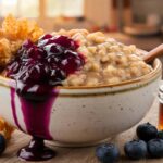 Instant Pot Steel Cut Oatmeal with Blueberry Cobbler Topping