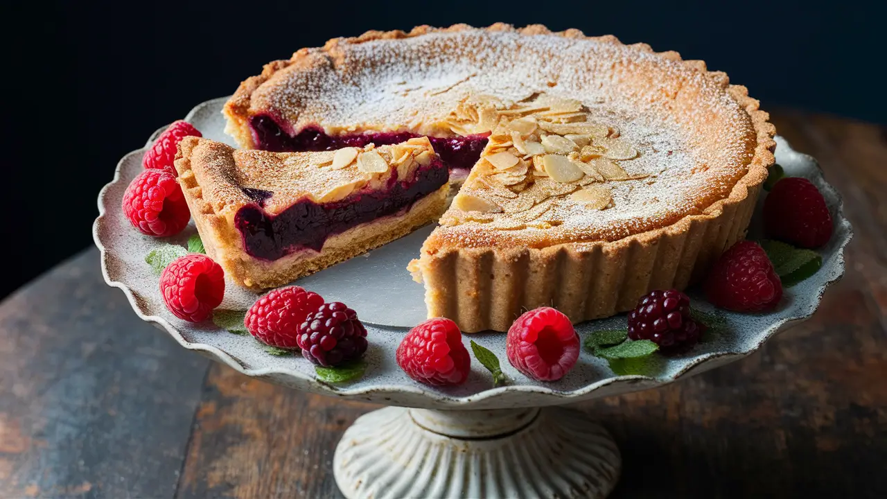 A beautiful vegan Bakewell tart