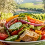 Panzanella Salad with Pesto Vinaigrette