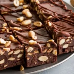 Delicious Peanut-Studded Milk Chocolate Brownies with a Drizzle of Milk Chocolate