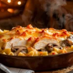 Comforting Baked Cheesy Chicken and Mushroom Pasta