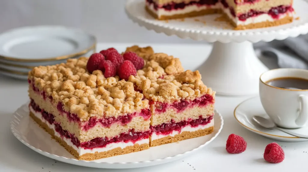 Delicious Raspberry Jam Crumb Cake with Crumbly Topping