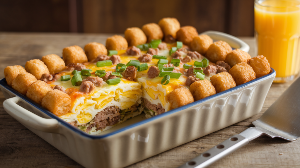 Hearty Tater Tot Breakfast Casserole Recipe – Perfect for Brunch or Busy Mornings