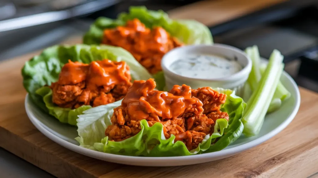 Spicy Buffalo Keto Chicken Lettuce Wraps