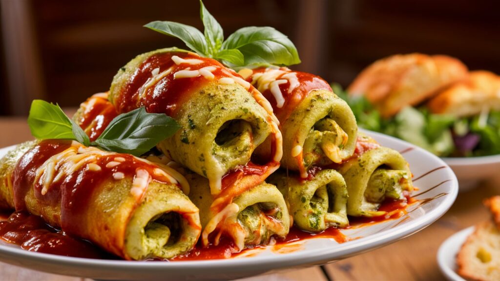 Delicious Pesto Lasagna Rolls