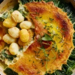 Creamy Swiss Chard Gratin with Crispy Gnocchi