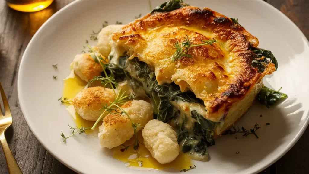 Creamy Swiss Chard Gratin with Crispy Gnocchi